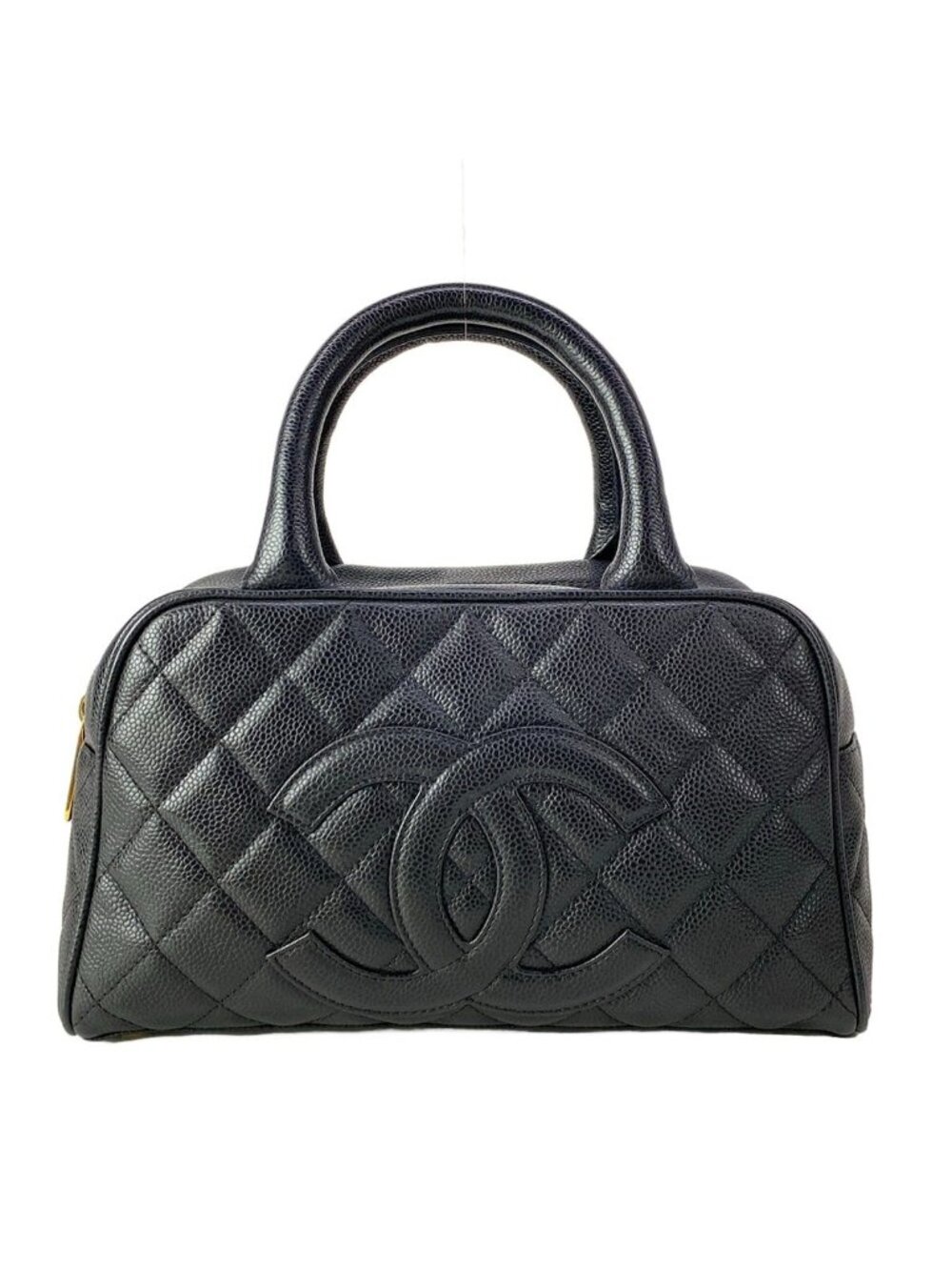 Chanel Handbag Quilted Black Mini Boston Gold